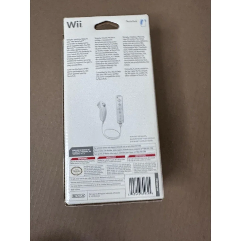 Nintendo Wii Nunchuk Controller White Wired Attachment RVL-A-FW1 New